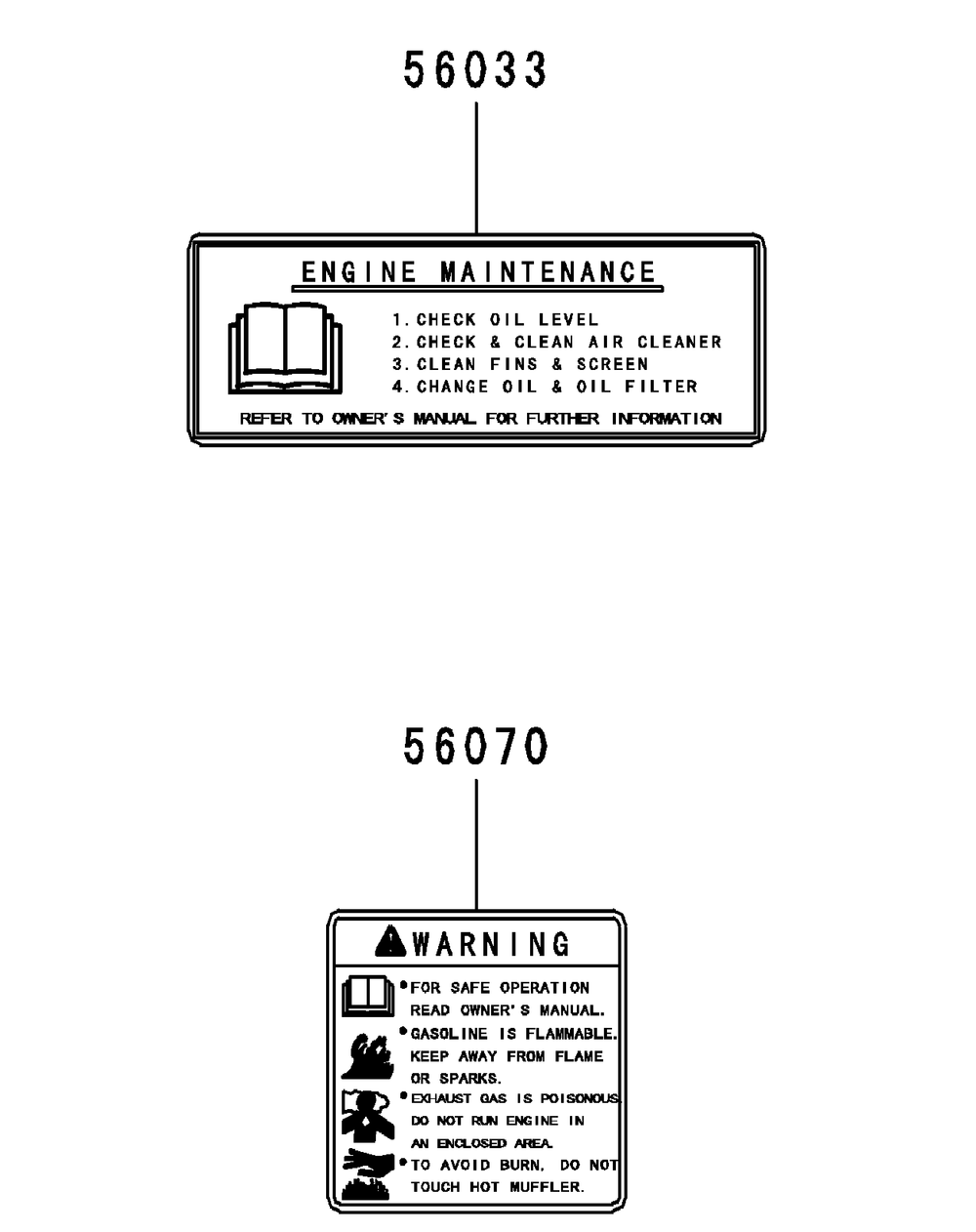 Kawasaki Fr651v-As05 Engine Labels Diagram and Parts List for Z-FORCES48 (17AI5BHB-17AI5BHB010)(2013) Cub Cadet Lawn Tractor